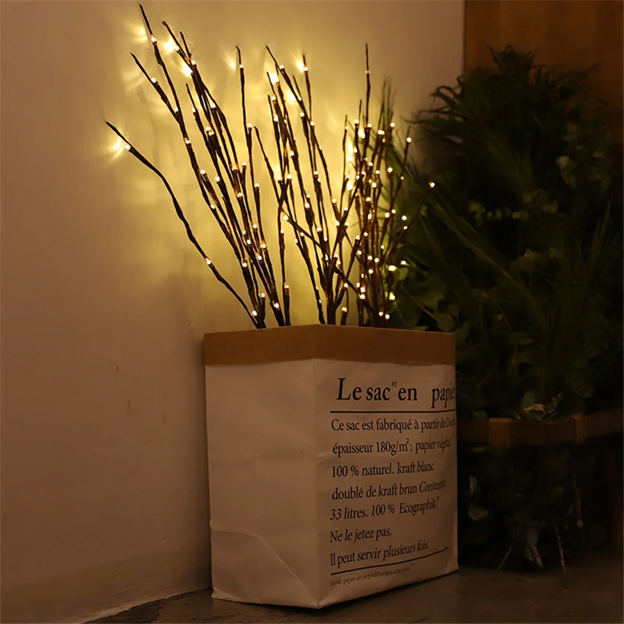 Bateria LED Powered Natal Guirlanda Corda Luz Criativa Vaso Fille Tree Branch Fairy Lights para Festa de Casamento Decoração de Ano Novo