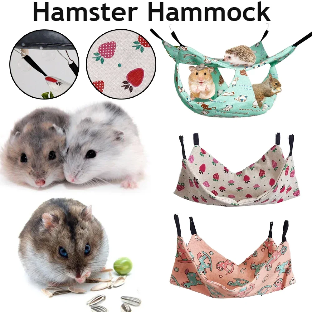 햄스터 Pet Hammock Cotton Hamster Mouse Hanging Bed Small Pet Hamster Rabbit Double Layer Warm Sleep Nests Hanging Hammock Supplies