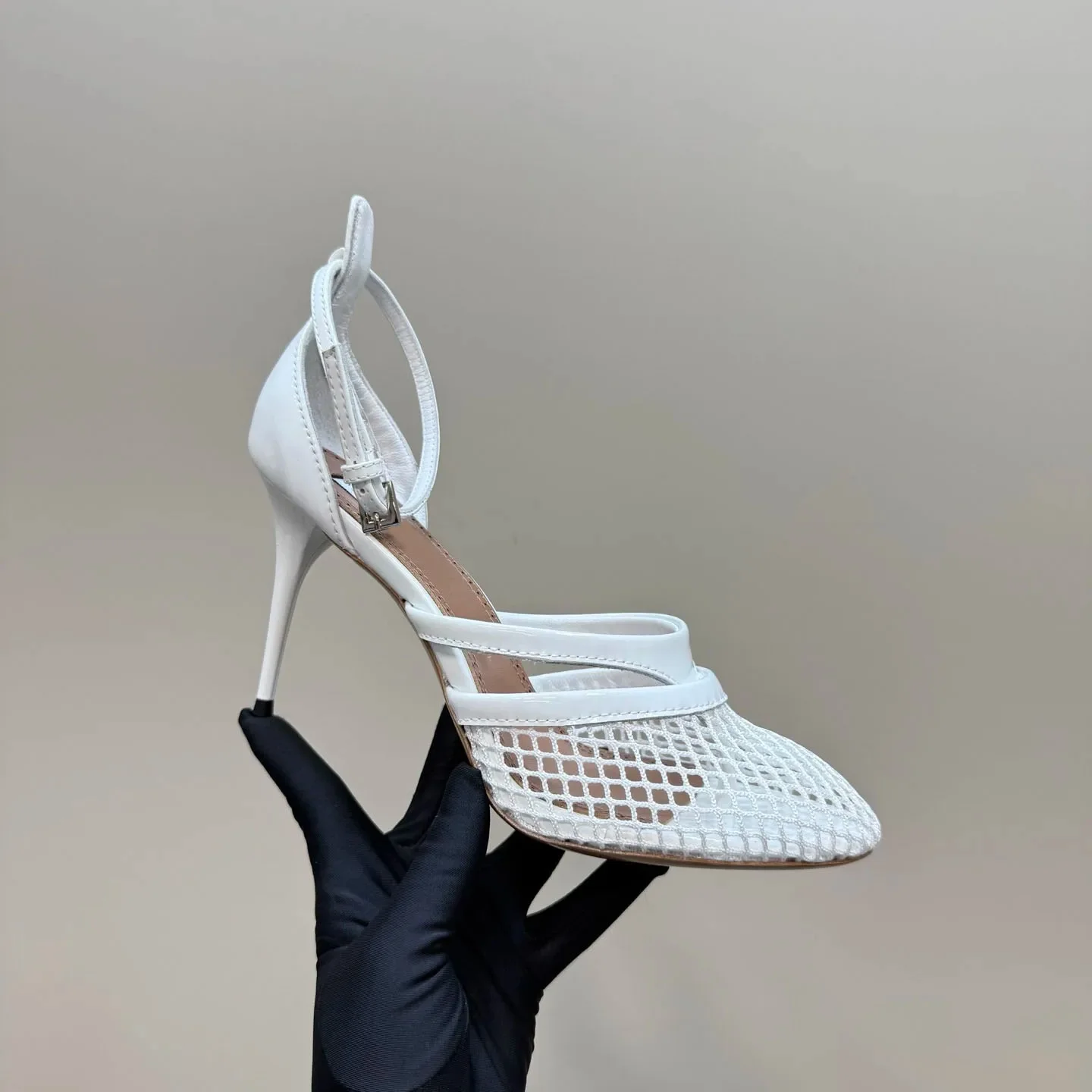 

Женская обувь 90, туфли-лодочки из лакированной кожи в сеточку, сетчатые сандалии Fairy Party