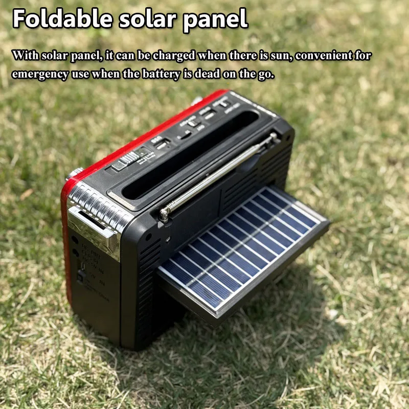 محمول عتيق FM AM SW راديو شحن بالطاقة الشمسية أجهزة الراديو في حالات الطوارئ سماعة لاسلكية تعمل بالبلوتوث المتكلم مع مصباح ليد جيب على مدار الساعة مخرج تيار مستمر
