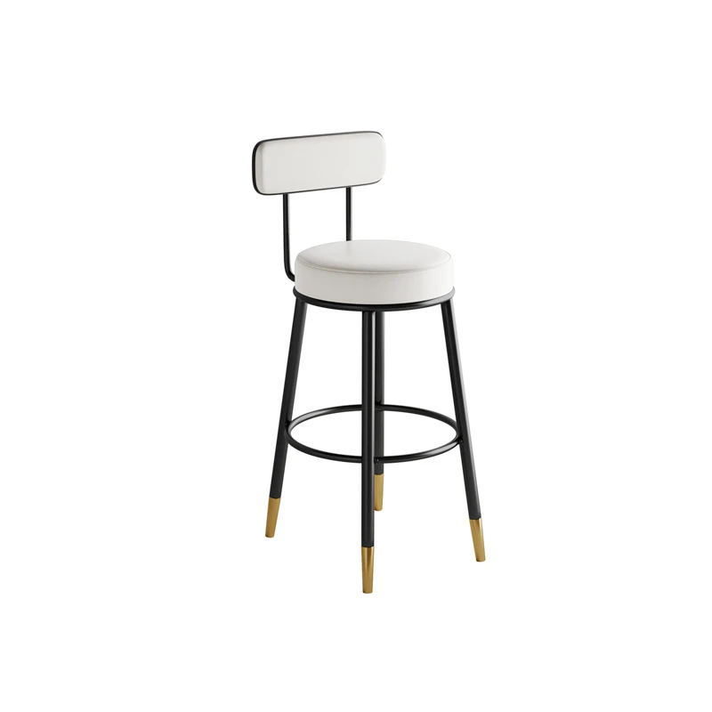 Minimalista Metal Leather Bar Stool, costas simples, confortável cadeira nórdica preta, mobiliário de mesa moderno, alta qualidade