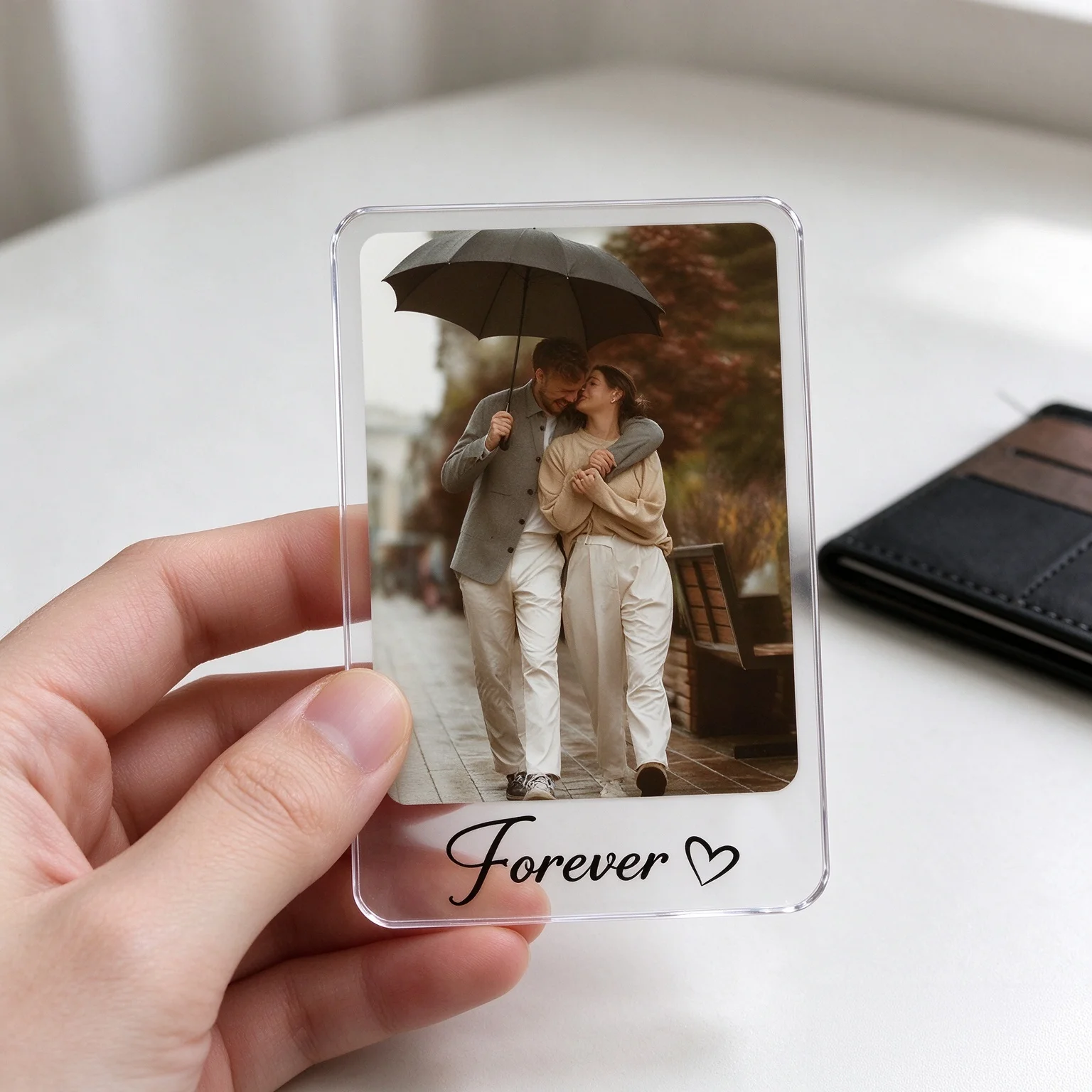 Custom Wallet Insert Photo Card, Personalized Acrylic Picture Card, Customized Photo & Text Keepsake Card, Anniversary Gift