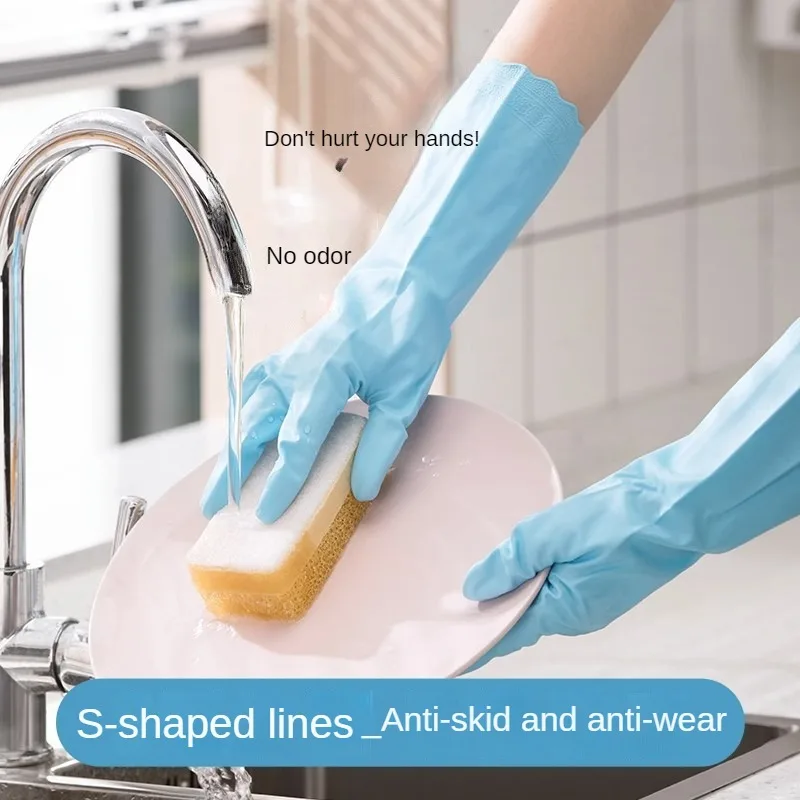 CHAHUA Dishwashing Gloves Long Sleeve Waterproof High-Quality Rubber Gloves Washing Scrubbing Countertops Kitchen Cleaning Tools