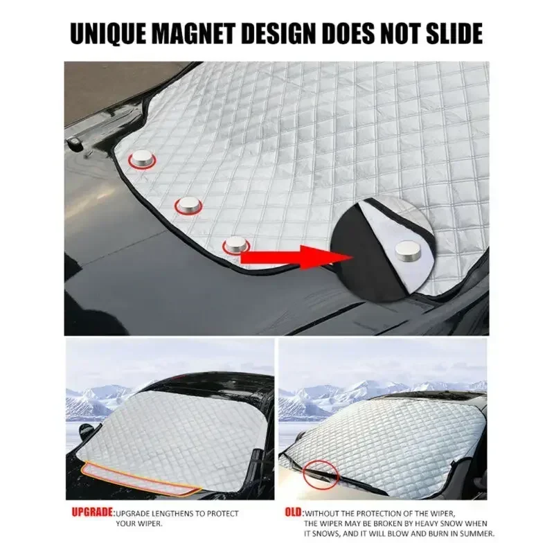 1 X Magnetic Car Windshield Snow Cover Winter Ice Frost Guard Sun-Shade Protector For Car-CRVS Truck SUV RV Exterior Accessories