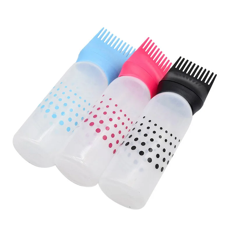 160ml Refillable Hair Coloring Bottle Applicator Comb Plastic Dyeing Shampoo Hair Comb Bottle Salon Hair Coloring Tools Supplies