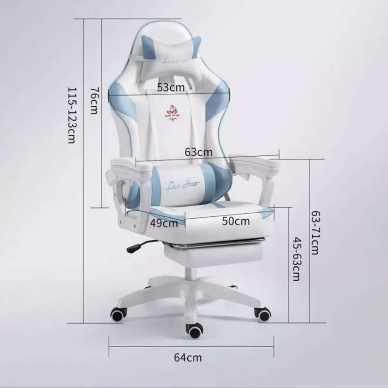 Reposapiés azul para silla De Oficina, almohada ergonómica, silla De juegos Kawaii, Sillas cómodas De lujo para niñas, muebles De Oficina