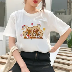 Cute Cartoon Tops Chip And Dale Graphic T-Shirts Women Short Sleeve Aesthetic Print Kawaii Harajuku Summer T Shirt Female