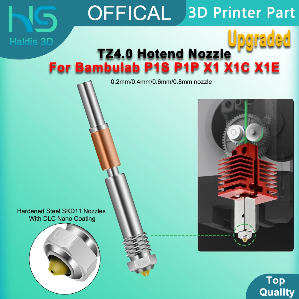 Upgraded TZ4.0 Nozzle For Bambulab P1S P1P X1 X1C X1E One-Piece Hardened Steel SKD11 Nozzles DLC Nano Coating For Bambu Lab X1C