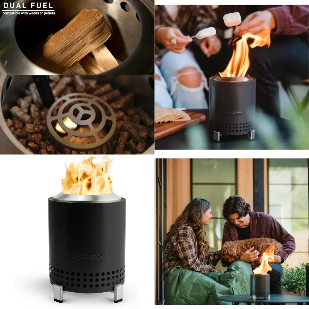 5.1 Inch Smokeless Stainless Steel Tabletop Fire Pit - Portable Wood or Pellet Burning Outdoor Bonfire, 1.4lbs, Ash