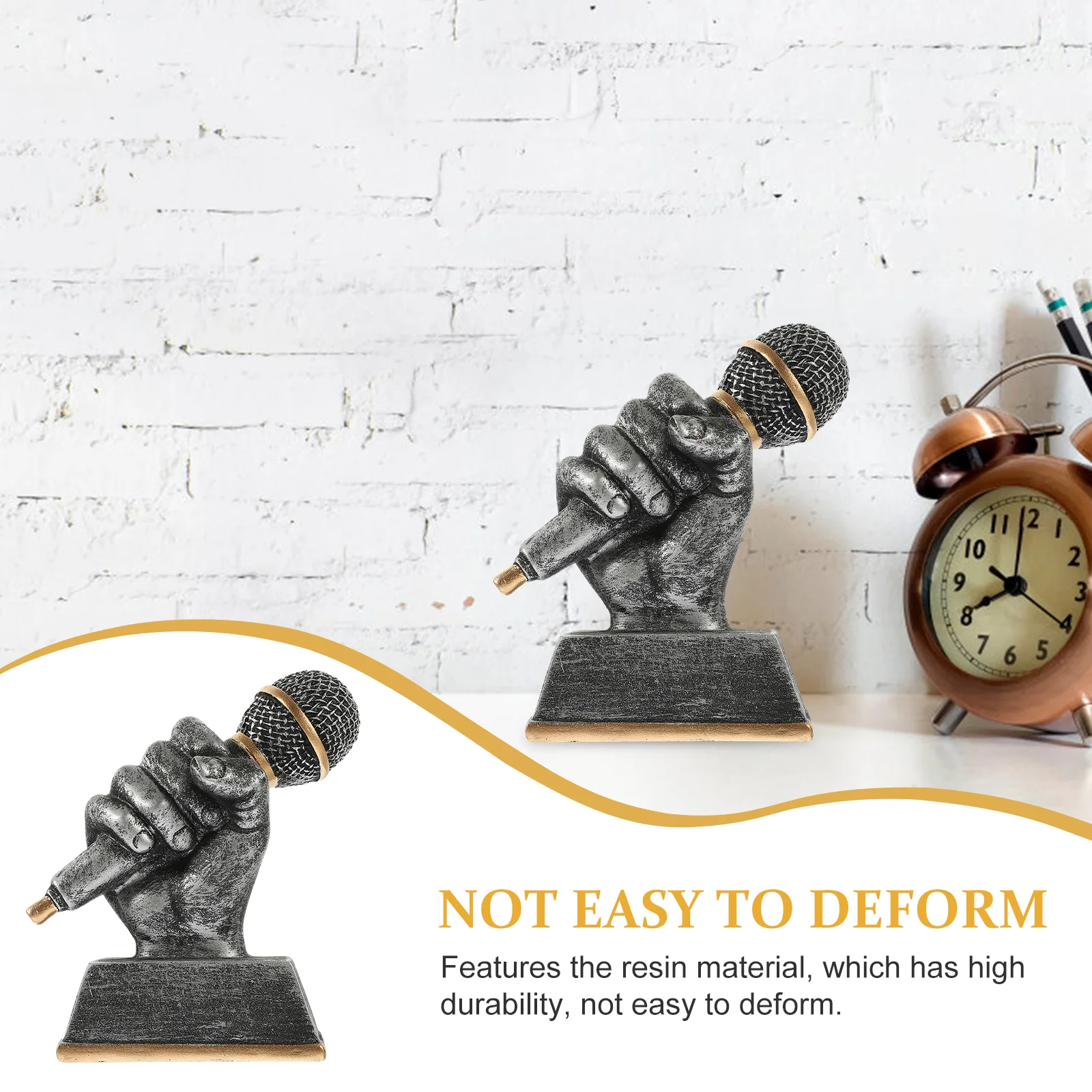 Ornaments Model Music Trophy Student Office Vintage Decor Competitions Microphone Resin Figurine