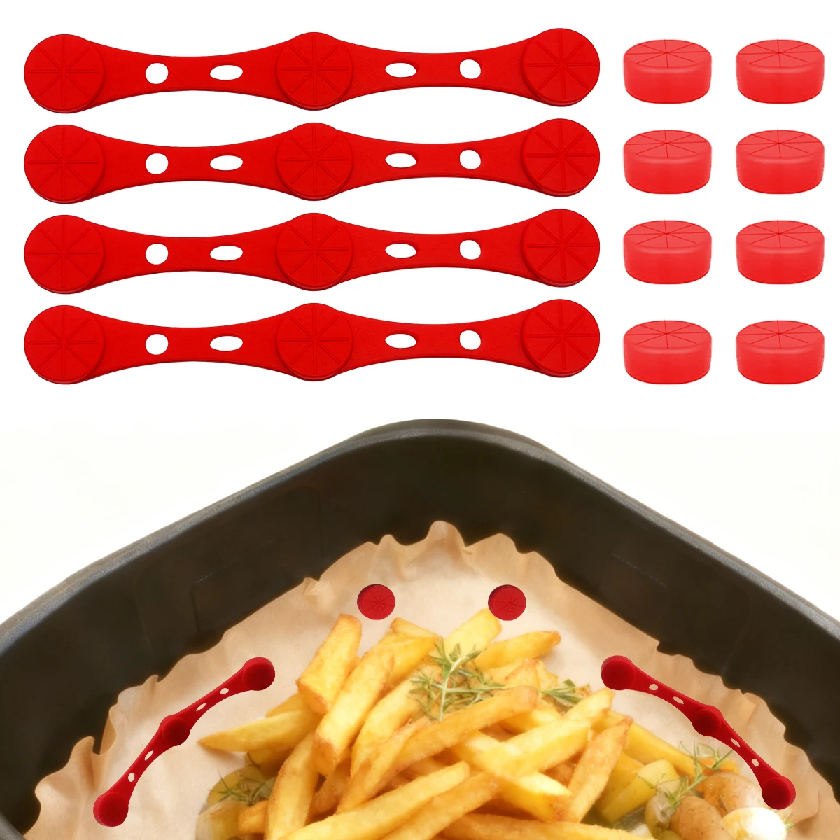 Fibbia in silicone con magnete per friggitrice ad aria, clip magnetiche in silicone per friggitrice ad aria, carta pergamena utilizzata per controllare la friggitrice ad aria può essere riutilizzata