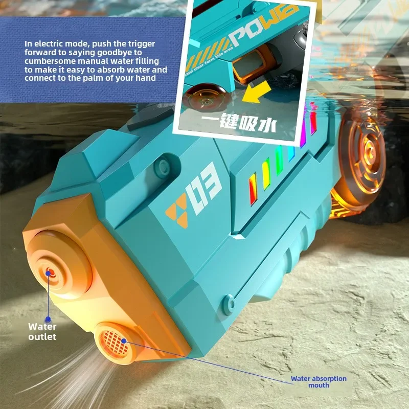مدفع المياه الكهربائية إطلاق مستمر Watergun التلقائي امتصاص الماء سعة كبيرة بخ بندقية بركة الشاطئ لعبة للهواء الطلق