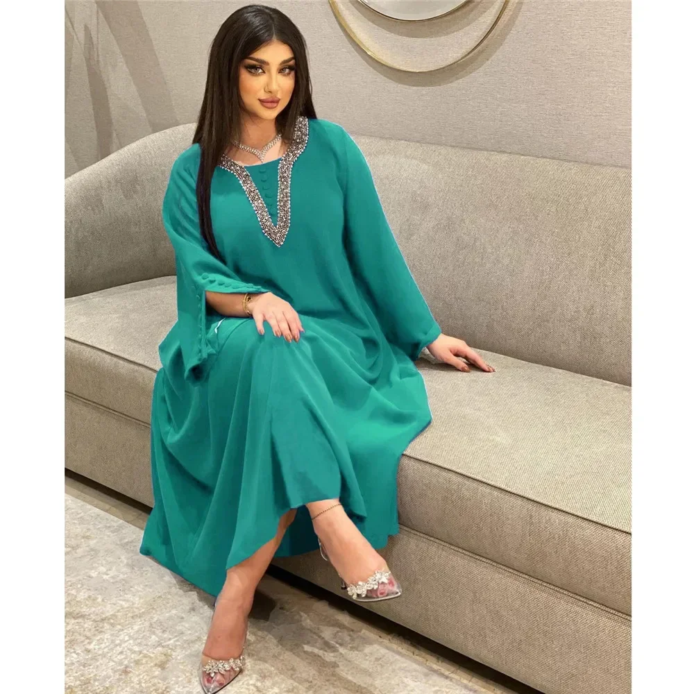 

Элегантные халаты с бриллиантами, мусульманская Абая для женщин, кафтан, платье макси, Дубай, Турция, арабская исламская одежда, марокканское вечернее платье, кафтан