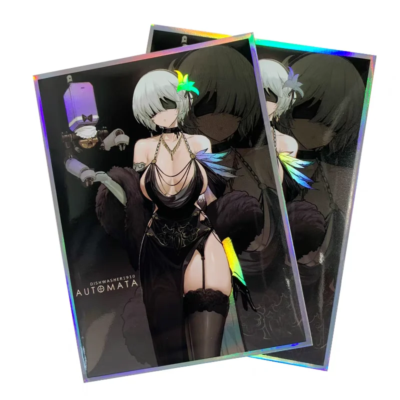 67X92mm Anime Zwarte Jurk Neil Holografische Kaarthoezen Kaartbeschermer Gebruikt voor MGT/WS Standaardformaat Ruilkaarten 60 STKS