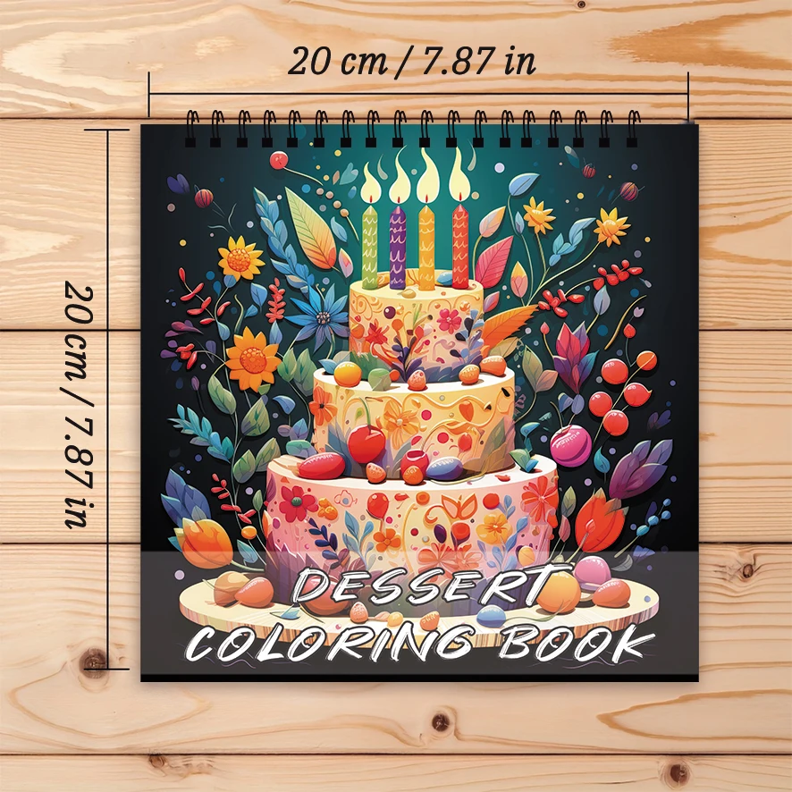 Livro para colorir - 7,87x 7,87 polegadas Livro para colorir bolo de 32 páginas - presente perfeito para família ou amigos