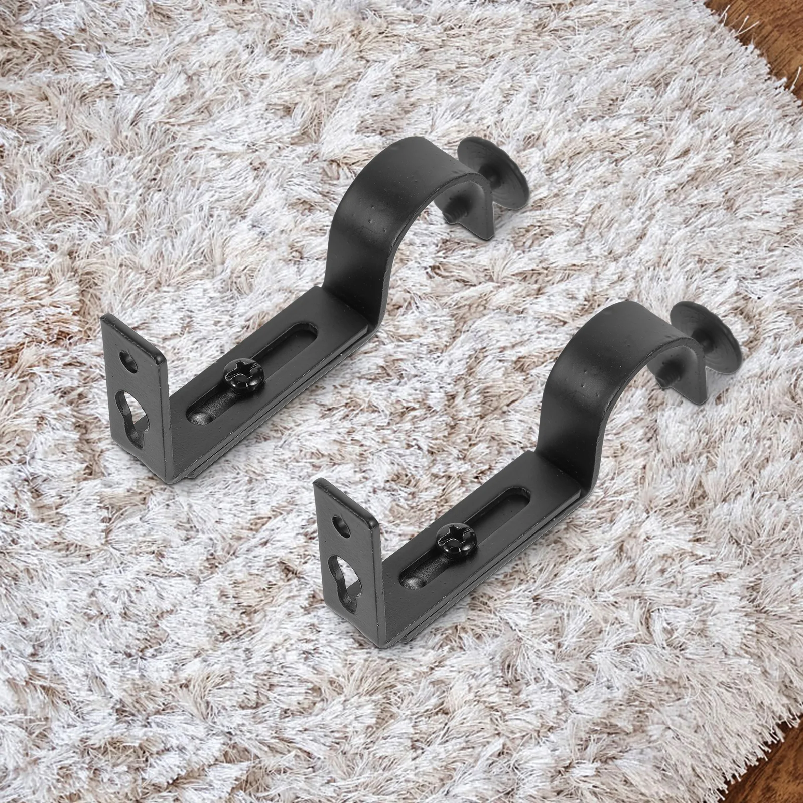

2Pcs Curtain Rod Brackets Side Mount Metal Roman Rod Holders Support for Window Drapery Heavy Curtains Installation
