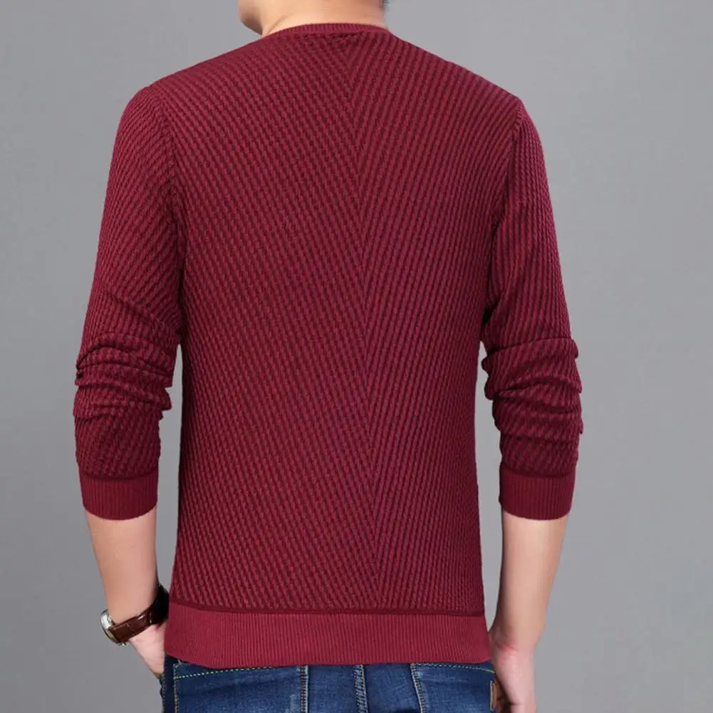 

Stylish Autumn Sweater Long Sleeves Soft Men Tops Pure Color Pullover Men Autumn Sweater