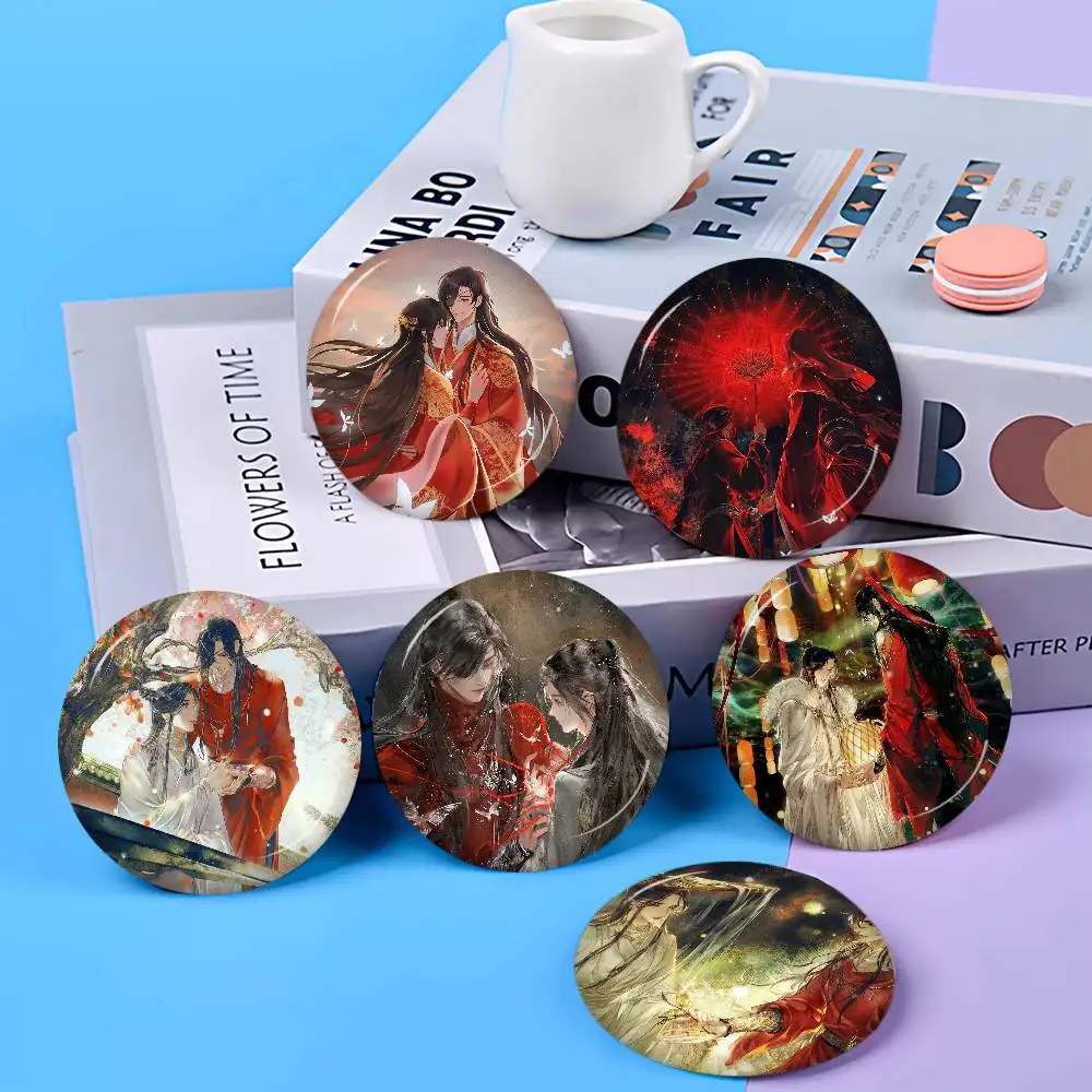 Anime Heaven Officials Blessing Creative Pins Funny Faces Round Snap-in Brooch Badge Backpack Hat Accessories Jewelry Gifts