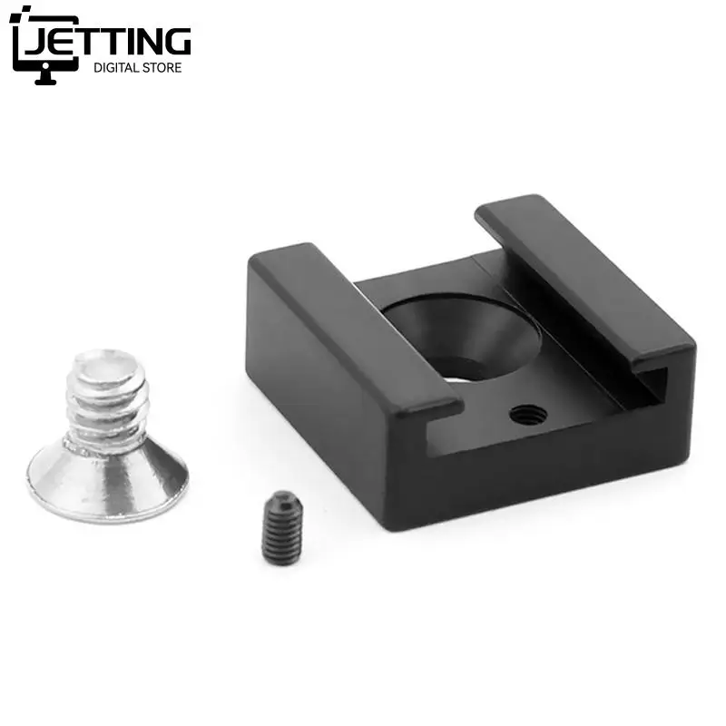 Cold Shoe Mount Adapter Base with 1/4" Mounting Screw for Camera Cage Flash LED Light Microphone Hot Shoe Adapter