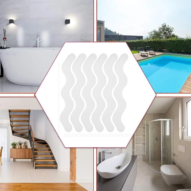 24pcs/Package Transparent Anti-Slip Stickers For Bathroom Floor And Shower - Bathtub Floor Safety Anti-Slip Strips