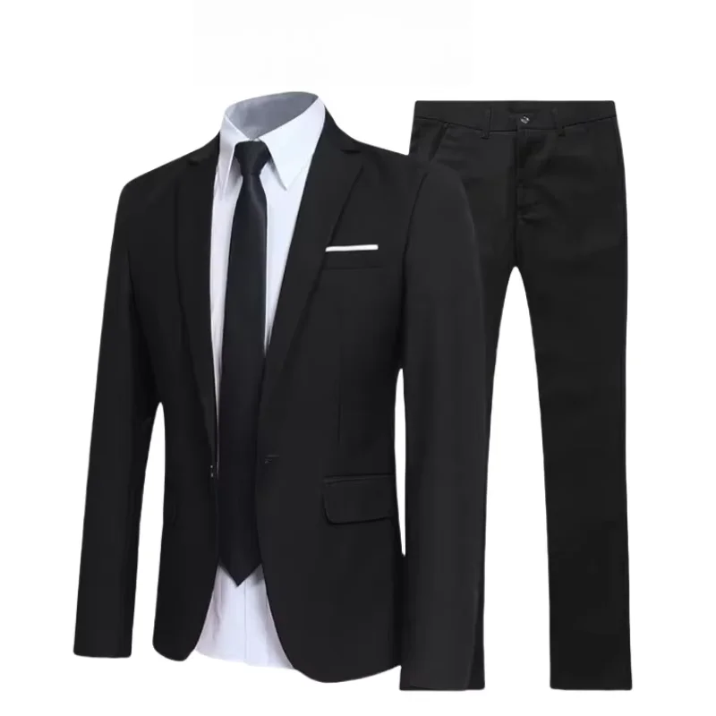

Men's 2-Piece Slim Fit Suit Set - Modern Business Wedding Blazer & Trousers, Formal Office Attire, Custom Tuxedo for Groomsmen
