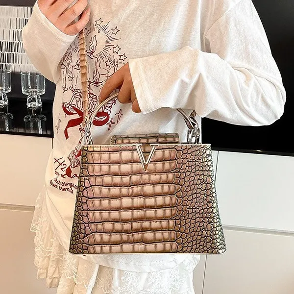 

2025 Fall Winter Pattern Tote Bag, Color Block Crossbody Purse for Women, Spacious Shoulder Bag, Large Capacity Day-to-Night Bag