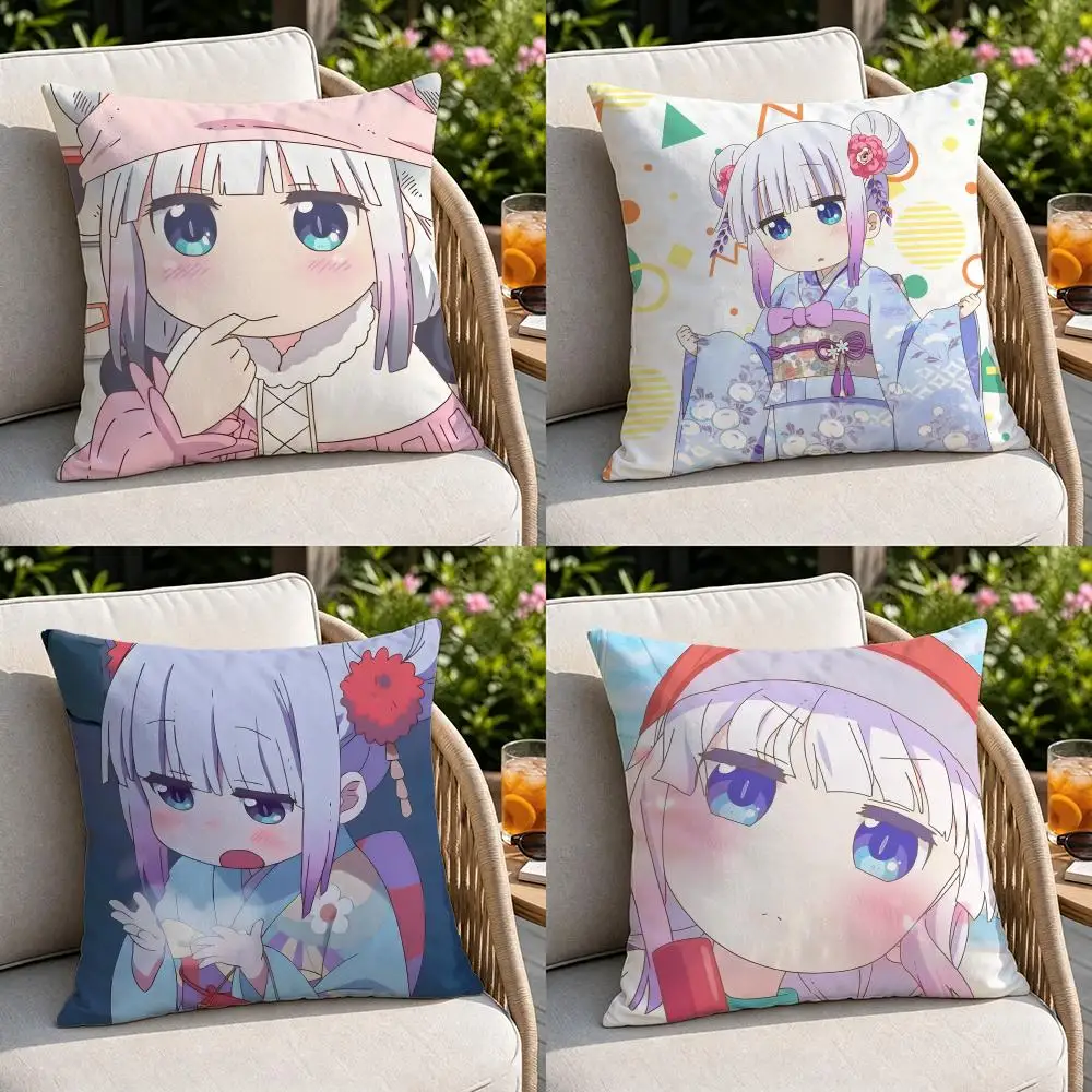 Anime-Miss Kobayashi's Dragon MaidS Cushion Cover Soft Square Throw Pillow Covers Set for Sofa Bedroom Car Home Decoration
