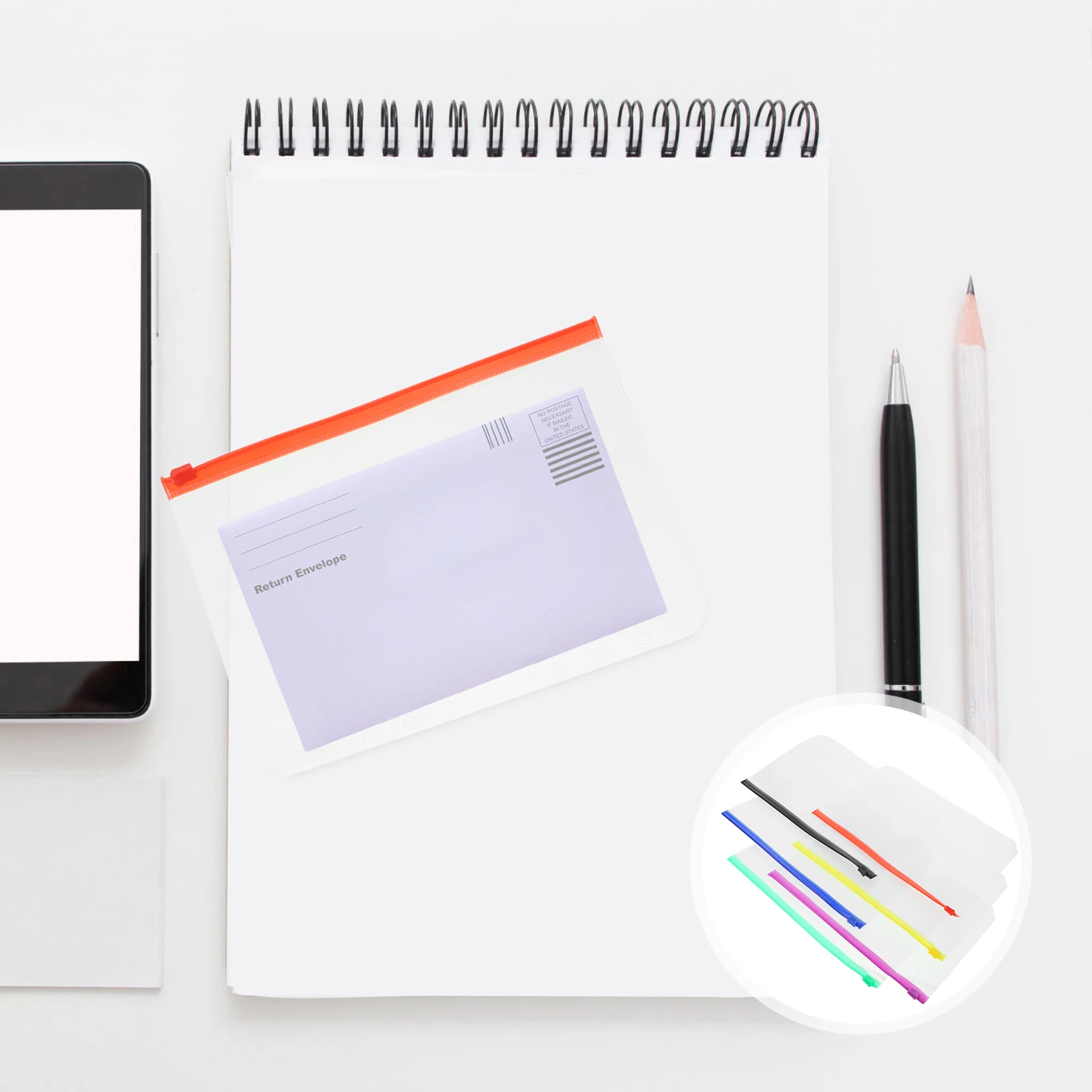 

12Pcs Binder Zipper Bags PVC Refillable Loose Leaf Pouches for 6-Ring Binder Document Storage Office Supplies Organizer