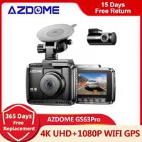 AZDOME GS63H Pro 4K UHD Dash Cam 1080P Rear Camera Built-in BT GPS 5.8GHz WIFI Voice Guidance Night Vision 24H Parking Monitor