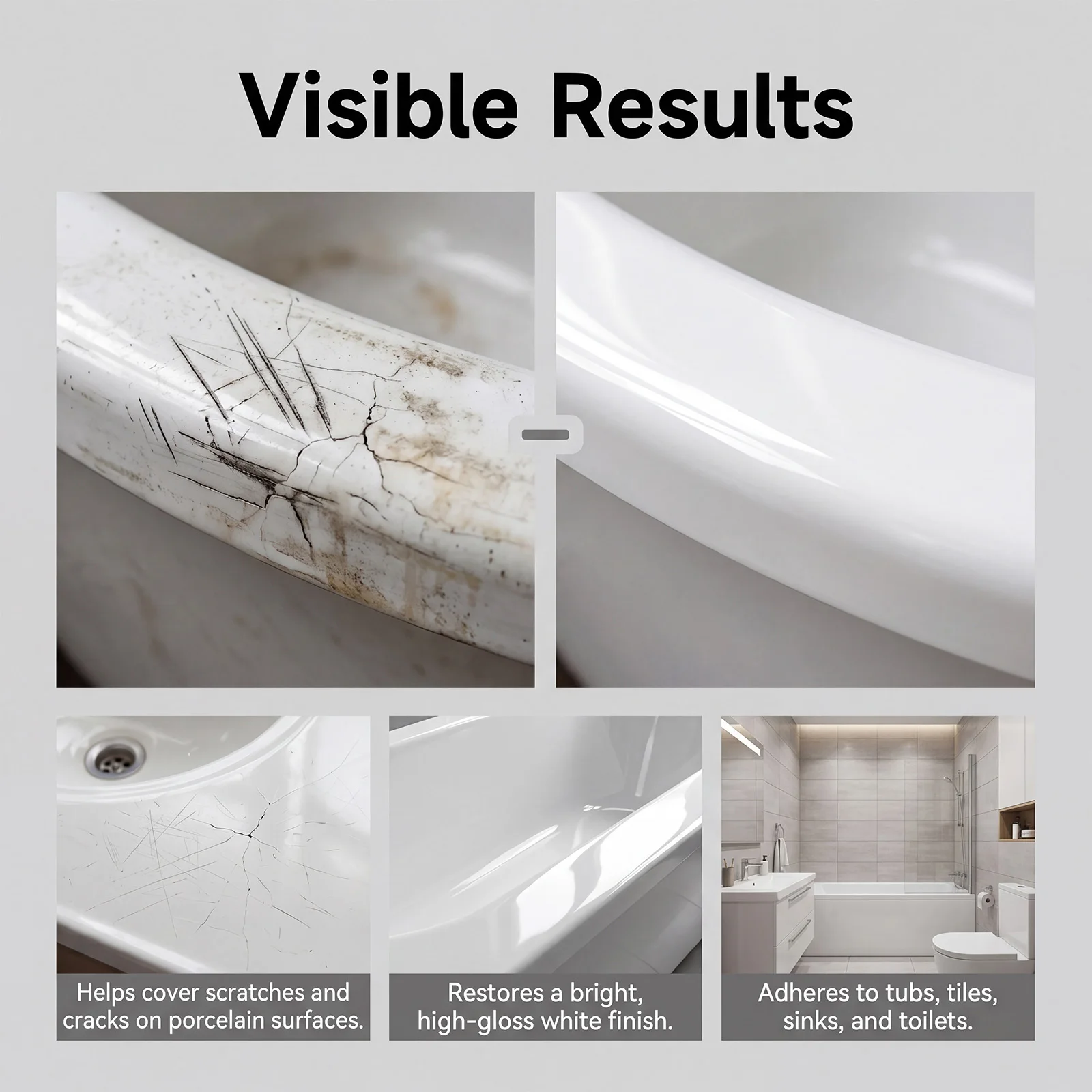 Multifunct Tub and Tile Touch Up Paint White Bathtub Scratch Repair Paint Tile Chipping Touch Up Kit Bathroom Paint 30ml