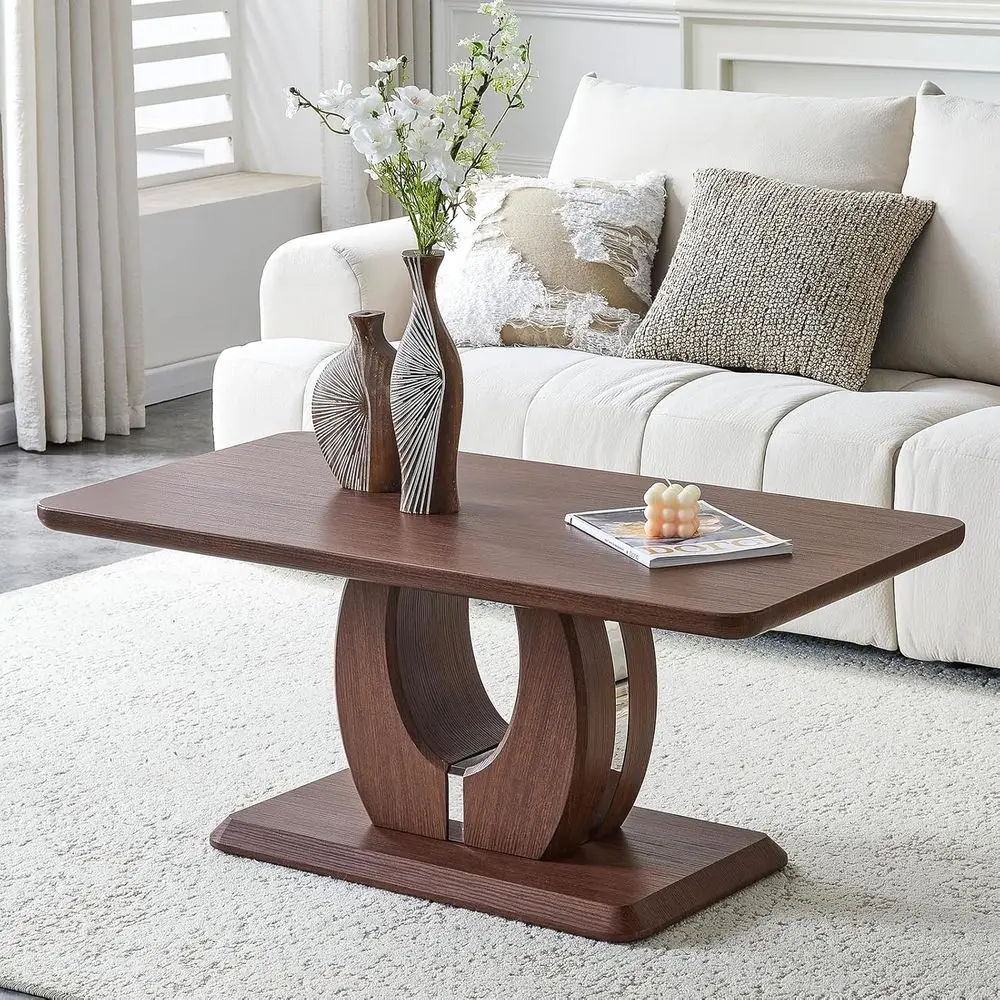 

Walnut Coffee Table with Storage for Small Living Rooms - 43.3L x 22.4W