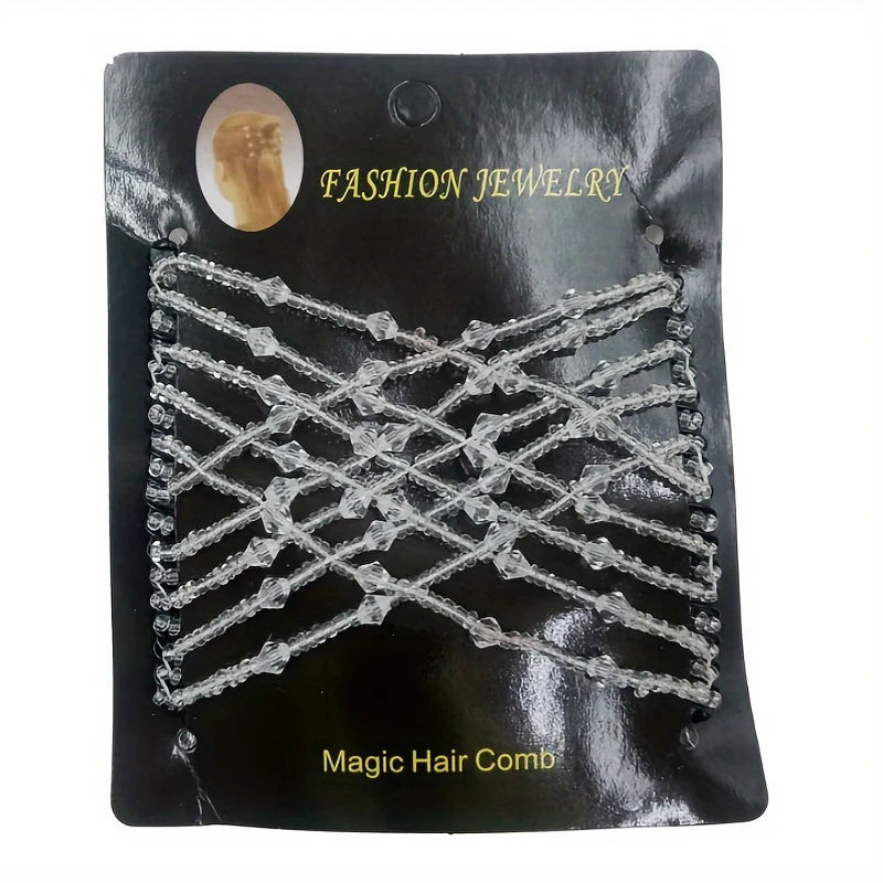 4-teiliges Set Magische Kämme, Elastische Perlen-Doppelkamm-Haarspangen, Retro-Stil Nahtloser Gabelkamm, Multifunktionale Dehnbare Haarspangen – Detail 7