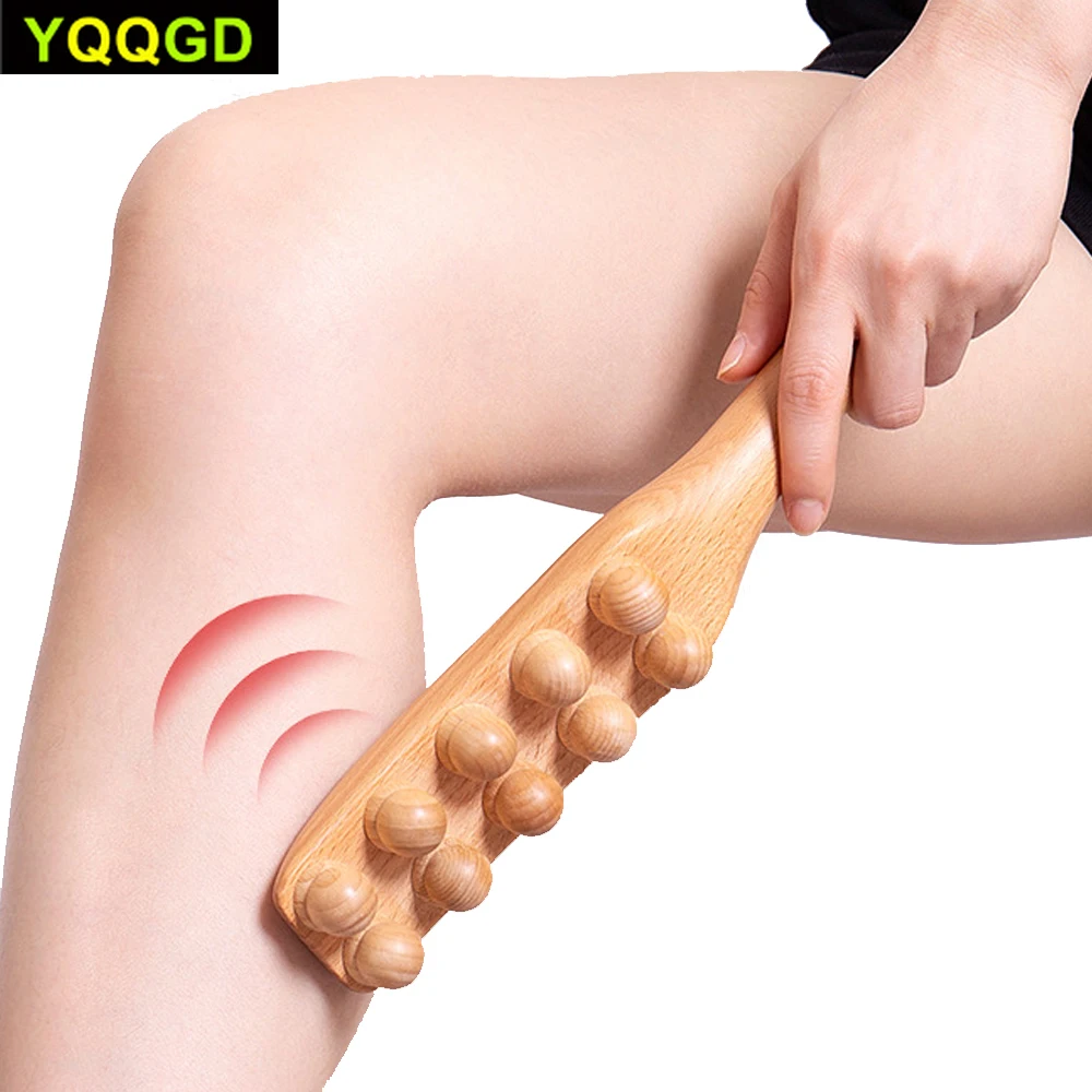 1Pcs Guasha Wood Stick Tools Wooden Therapy Scraping Lymphatic Drainage Massager, Double Row Point Treatment Gua Sha Tools