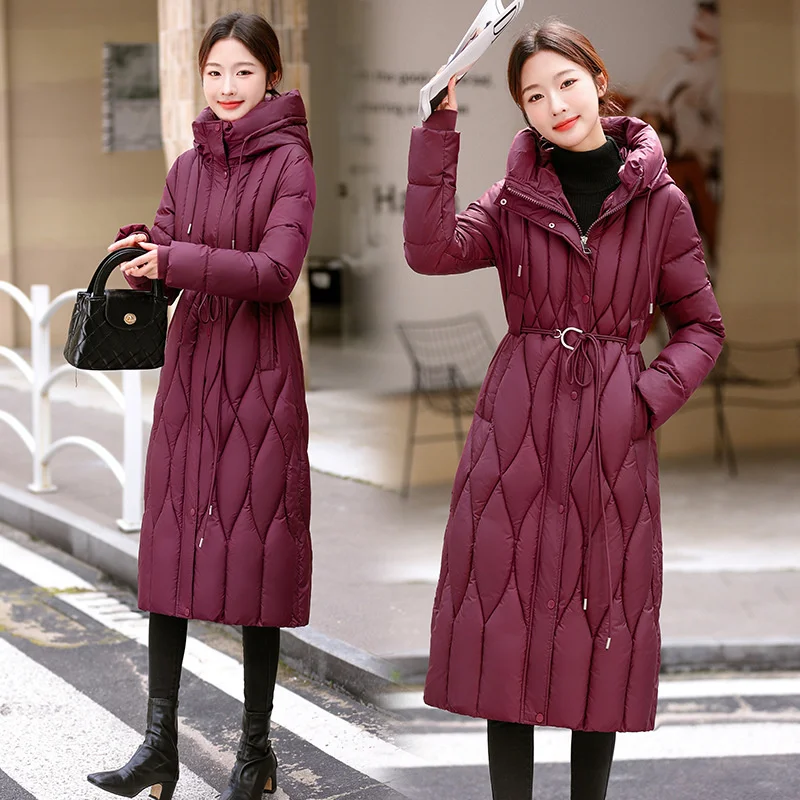 

2024 New Winter Jacket Women Long Thicke Down Cotton Coat Elegant Lady Hooded Outerwear Korean Fashion Female Parkas Overcoa 3XL