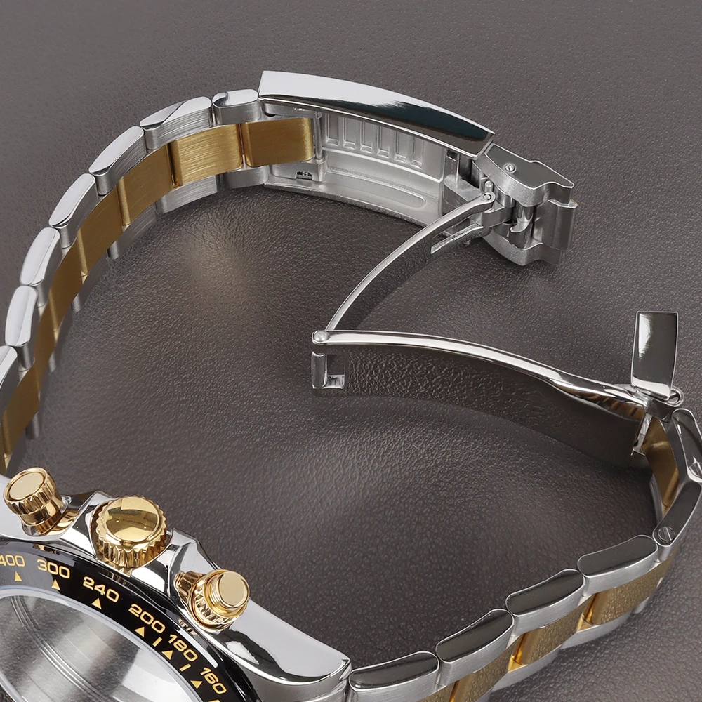 Silbernes 39mm VK63 Uhrengehäuse 20mm Edelstahl-Armband Uhrenzubehör Passend für VK63 VK63A Quarzwerk 29mm Zifferblatt Saphirglas – Detail 14