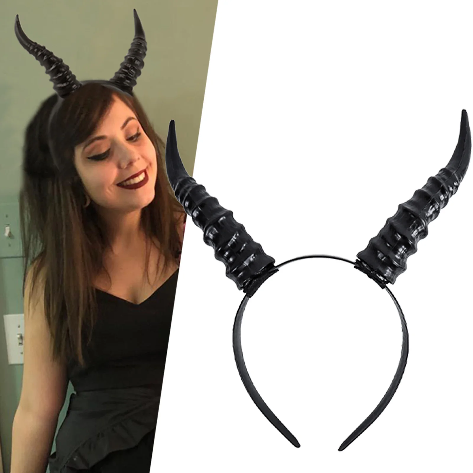 Devil Sheep Horn Headpiece Cosplay Girls Boys Gothic Animal Antelope Headwear Halloween Carnival Party Purim Costume Gifts