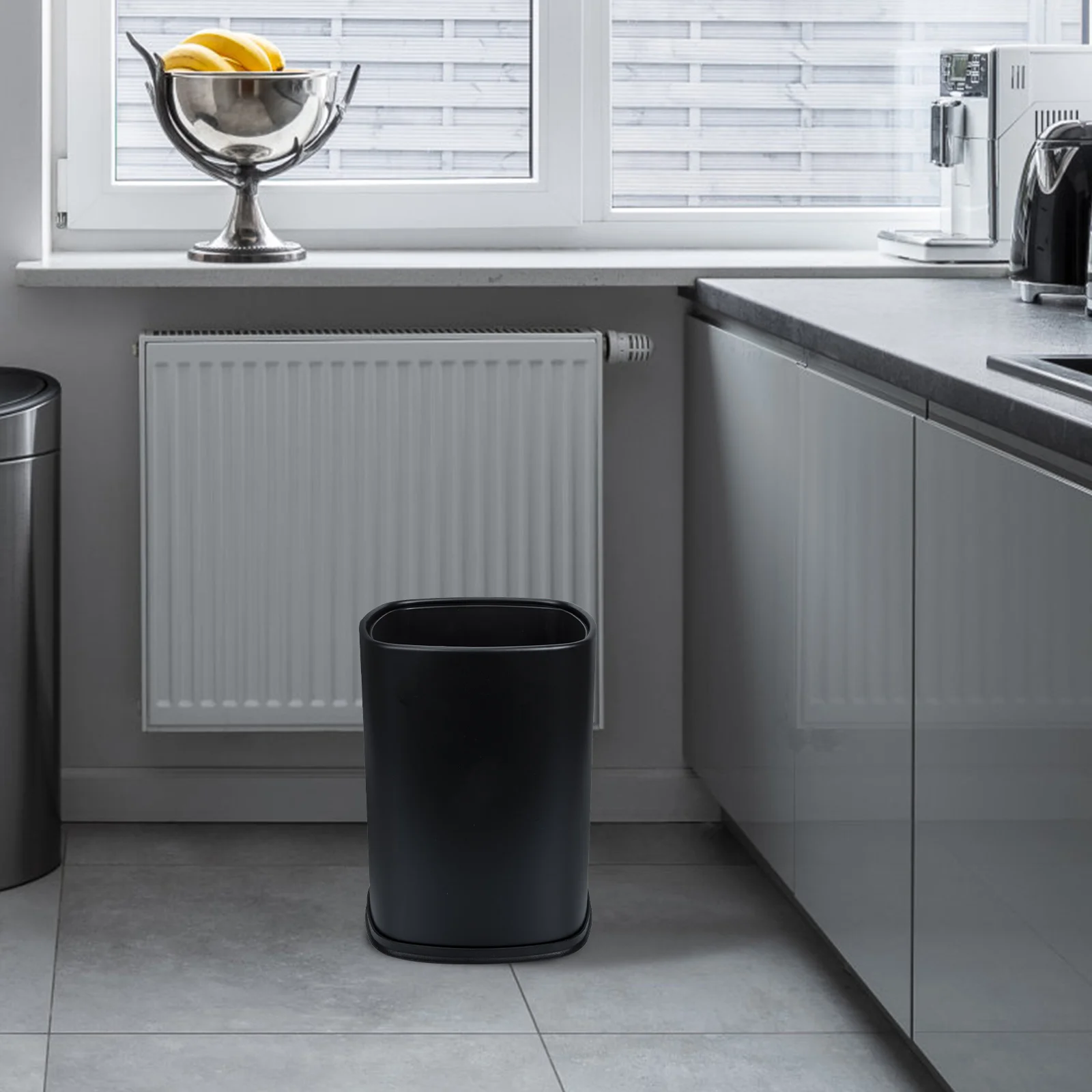 

Stainless Steel Trash Can Wastebasket Garbage Bin Home Office Metal Desktop Household Square Sturdy NonSlip Thickened