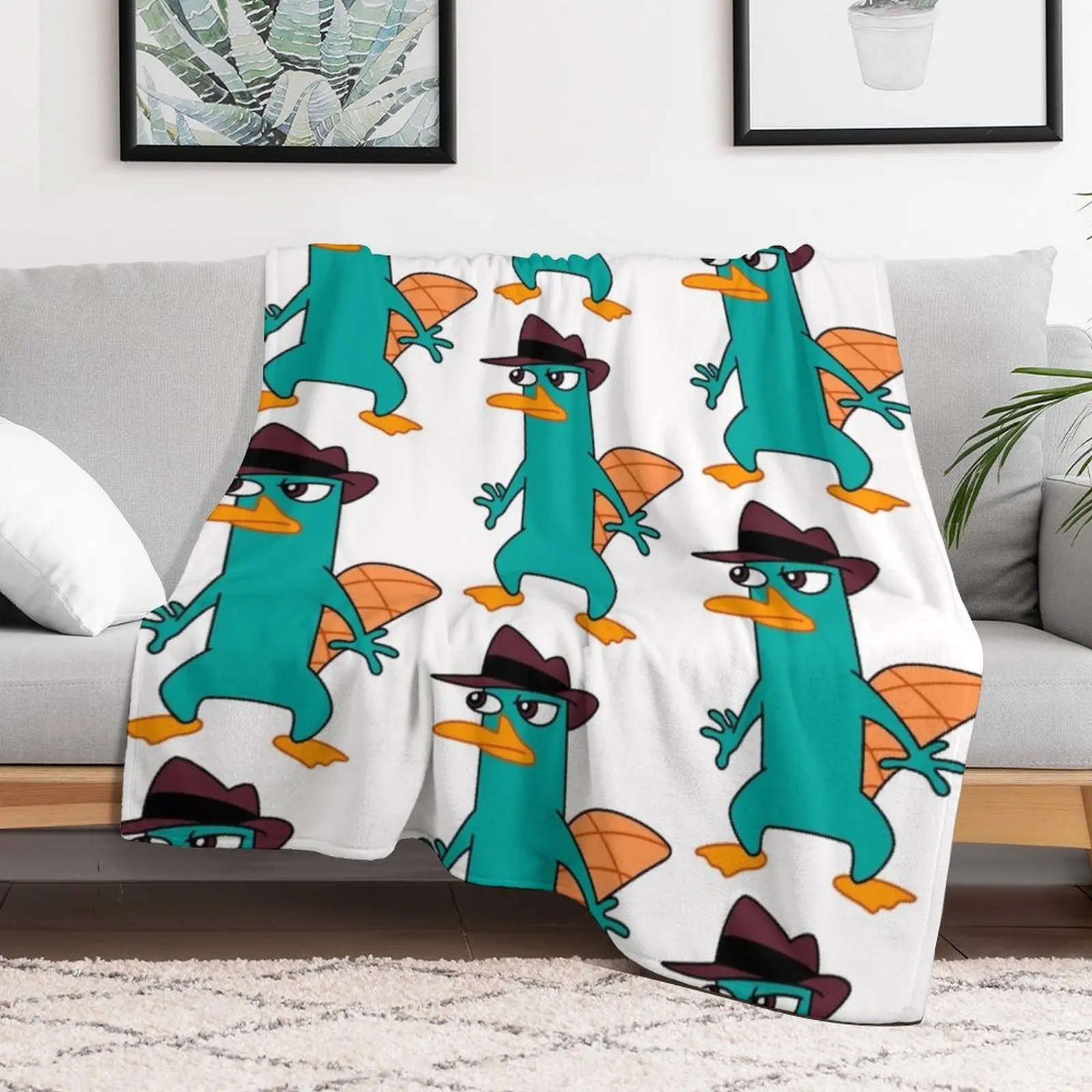 perry the platypus (7) Throw Blanket Sofas Plaid on the sofa Blankets