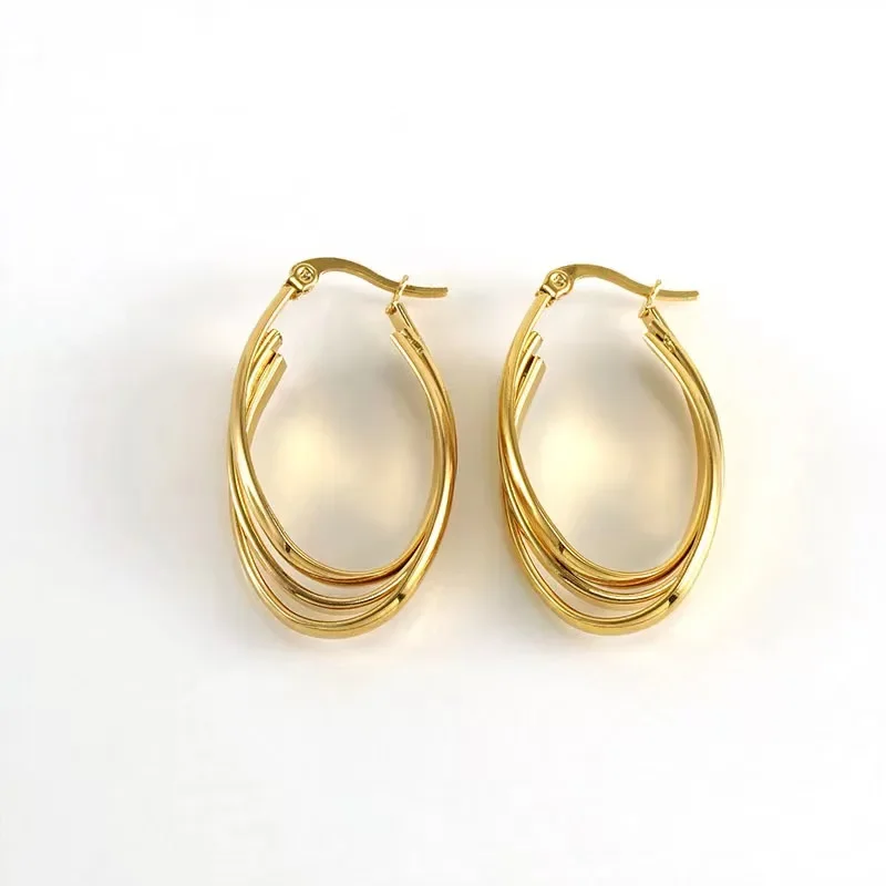 Hot sales 18K Gold Filled Charms Hoop Earrings for Woman Recommended by experts Lady streetwear Jewelry Wedding Party Gifts