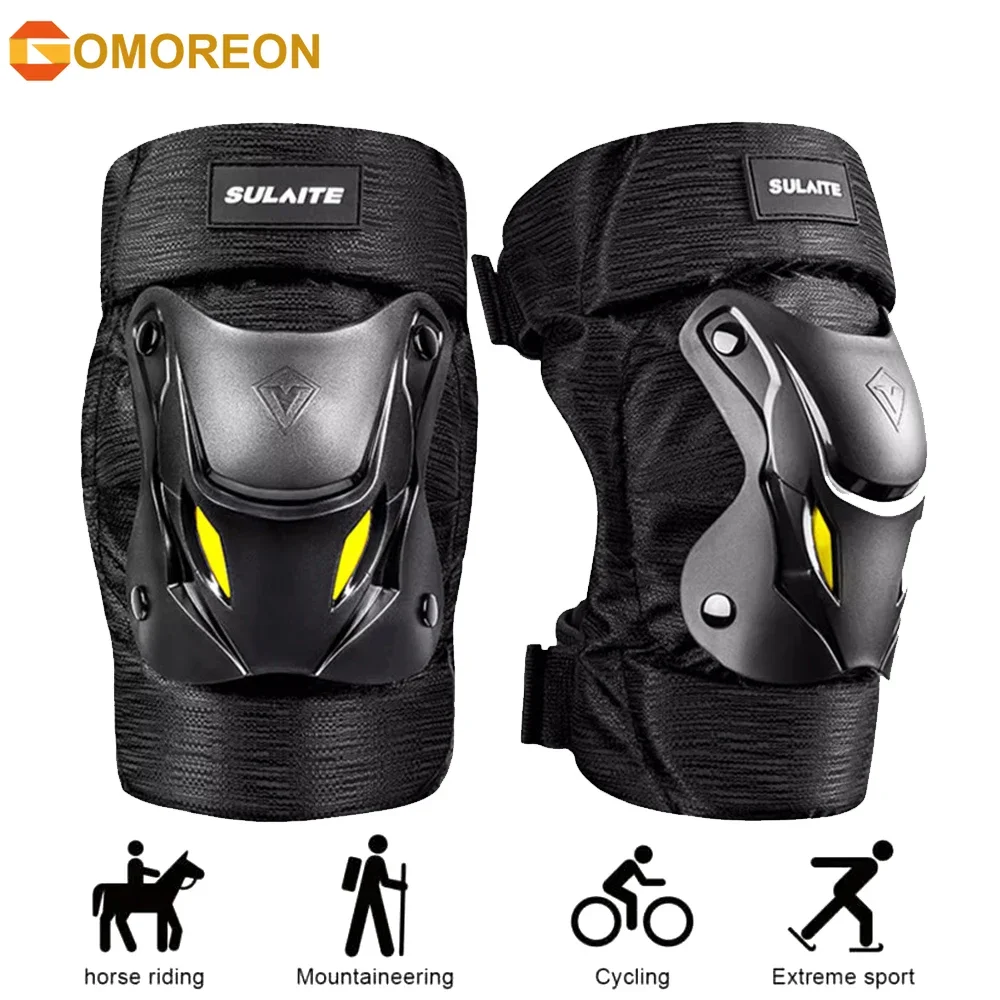 

GOMOREON 1Pair Electric Bike Motorcycle Motocross Racing Knee Elbow Guards Pads Braces Protective Gear Black