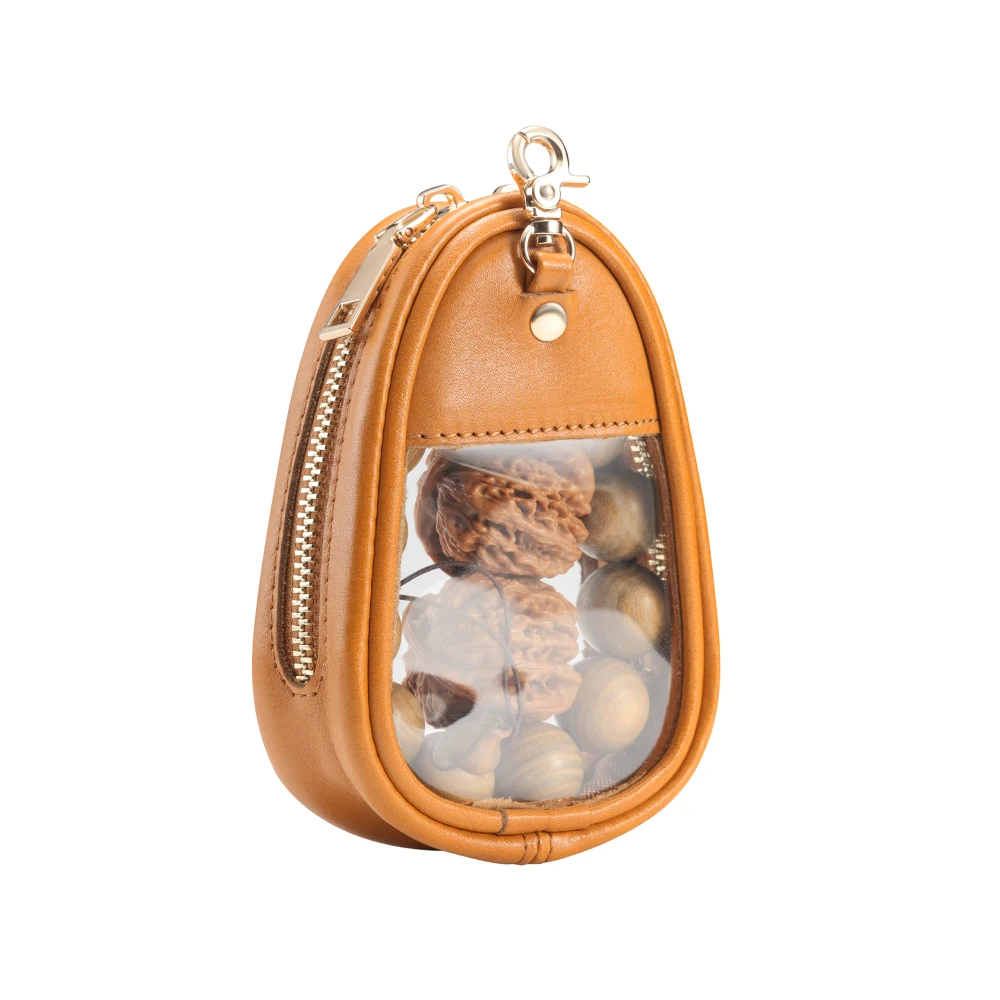 WESSLECO Wenwan Walnut Handball Storage Bag Coin Purse Hanging Key Case