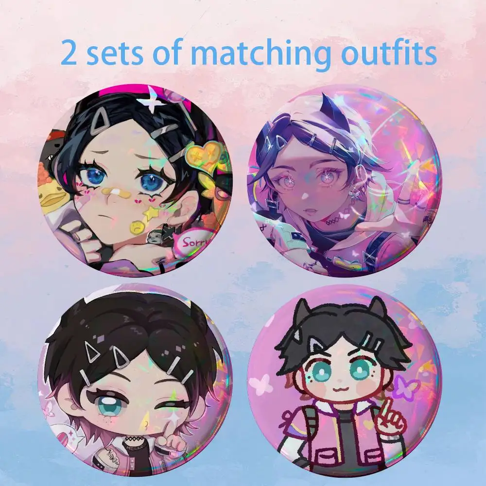 S-Street Fighter C-Chun-Li 2 piece set Pins Creativity Printed Pictures Text Metal Lapel Badges Brooches Jewelry Gift