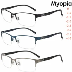 Anti-blue Ray Short-sighted Glasses Unisex Women Men Business Half Frame Minus Eyeglasses Diopter 0 To -4.0 Prescription Eyewear