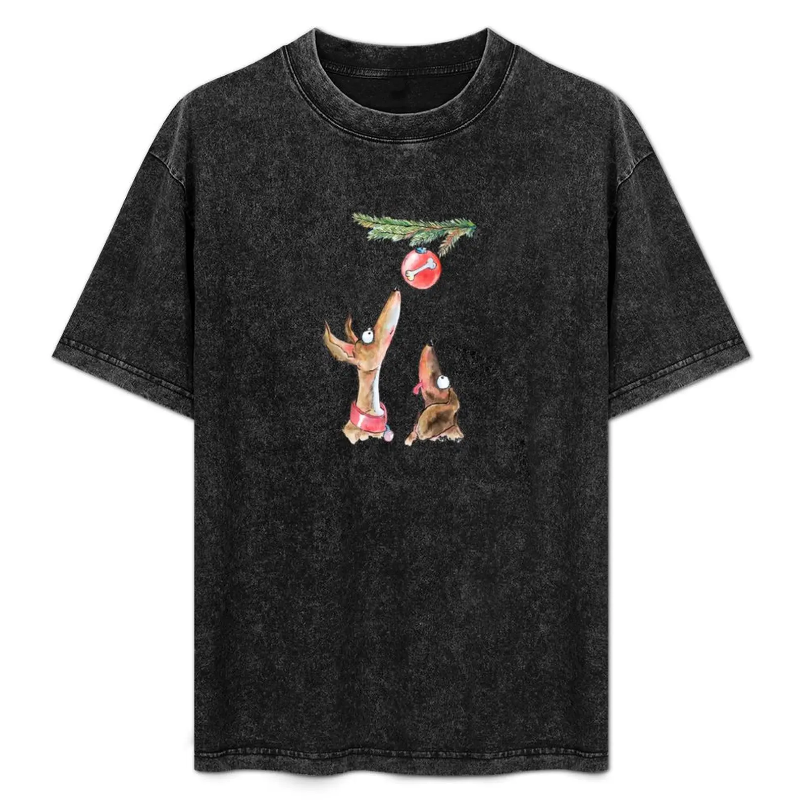 Christmas Waiting Dogs T-Shirt boys whites graphic t shirt vintage plus size tops mens clothing