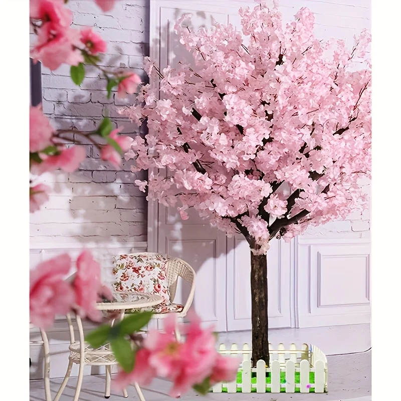 

4ft 5ft 6ft 7ft Handmade Artificial Cherry Blossom Tree, Natural Pink Fake Sakura Tree for Indoor Home Decor, Outdoor Party, Wedding & Christmas Decoration