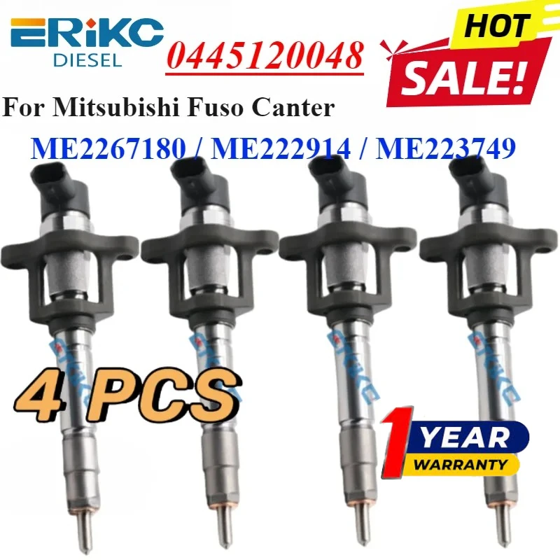 

4PC 0445120048 Diesel Fuel Injector ME222914 Engine Nozzle For Mitsubishi Fuso Canter Engine 4M50 ME2267180 Kato 820-5C MMC-NFZ