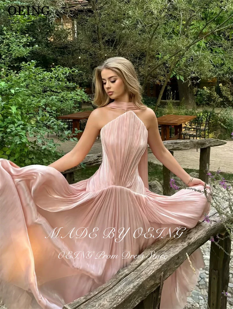 OEING Charmoso vestido de baile linha A sem alças pregas franzidas babados até o chão vestidos de noite فساتmaveraPersonalizzato