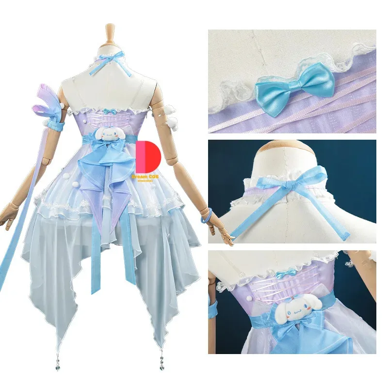 CyHonor of Kings Yao juego de piel de perro de orejas grandes disfraz de Cosplay Ull conjunto de ropa de mujer lindo y hermoso vestido azul