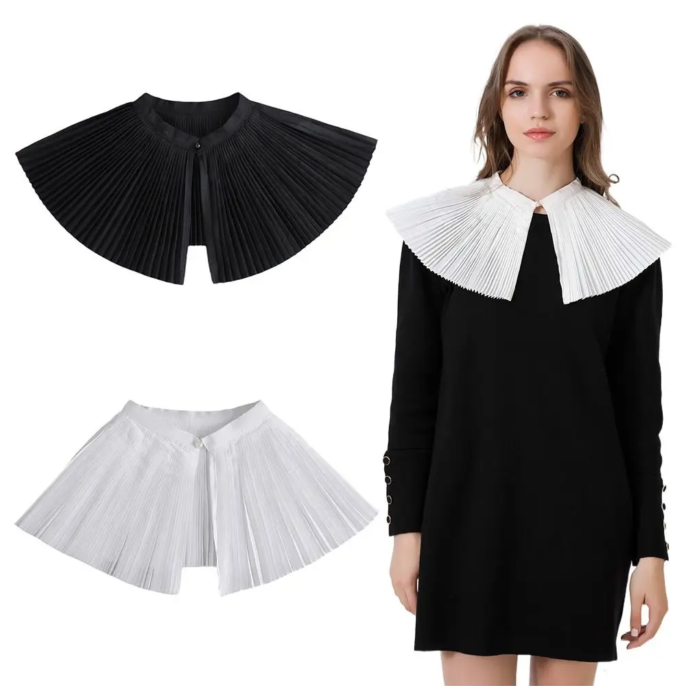 

Изысканный черно-белый искусственный воротник, многофункциональный съемный кружевной воротник в форме веера, декоративная одежда с воротником с лацканами