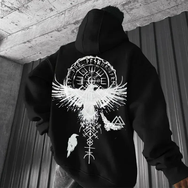 

Viking Totem Printed Hoodie Cotton Fleece Men's Loose Casual Eagle Super Cool Hoodie Personal Hoodie Men's Hoodie Sweatshirt